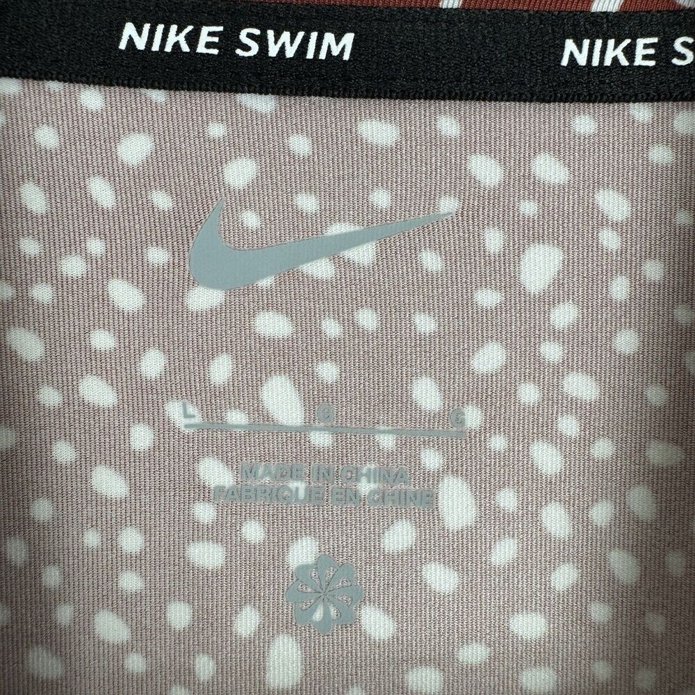 Nike Rash Guard Top Womens Large Brown Speckled Long Sleeve Nike Swim Beach Surf - Picture 12 of 16